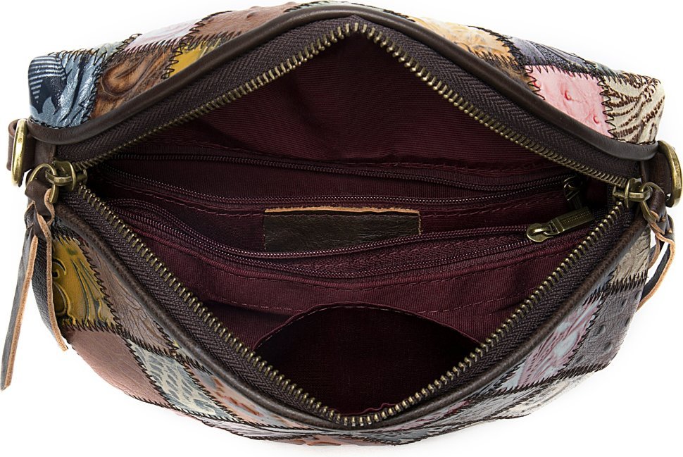 Різнобарвна жіноча поясна шкіряна сумка Vintage (20342)