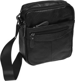 Мужская недорогая сумка на плечо из фактурной кожи с двумя автономными отделами Borsa Leather (21926)