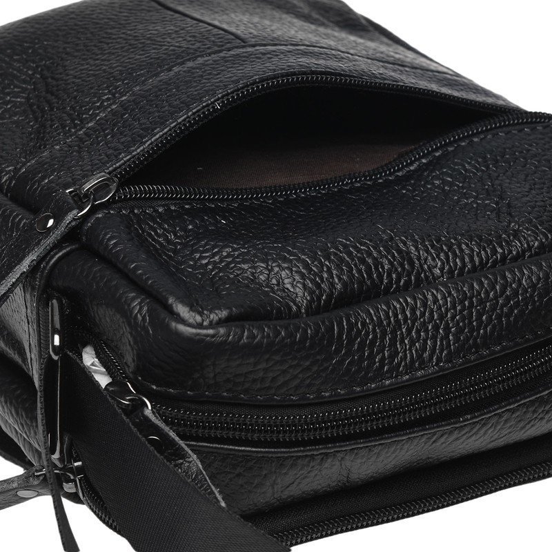Мужская недорогая сумка на плечо из фактурной кожи с двумя автономными отделами Borsa Leather (21926)