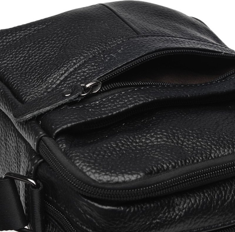 Чоловіча недорога сумка з фактурної шкіри з двома автономними відділами Borsa Leather (21926)