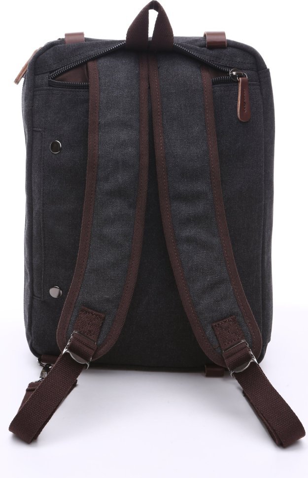 Черная сумка-трансформер большого размера из текстиля Vintage (20078)