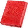 Красный женский компакиный кошелек из натуральной лаковой кожи под рептилию KARYA (2417143) - 2