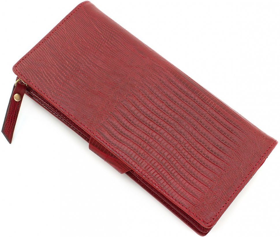 Красный купюрник вертикального типа из натуральной кожи под рептилию Tony Bellucci (10808)