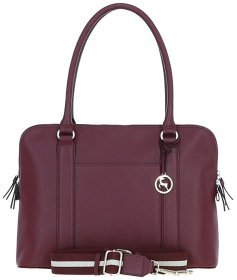 Сумка женская кожаная с длинными ручками и плечевым ремнем Ashwood 94466 бордовая