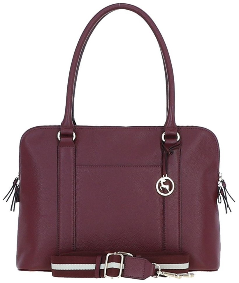 Сумка женская кожаная с длинными ручками и плечевым ремнем Ashwood 94466 бордовая modnotak фото №1