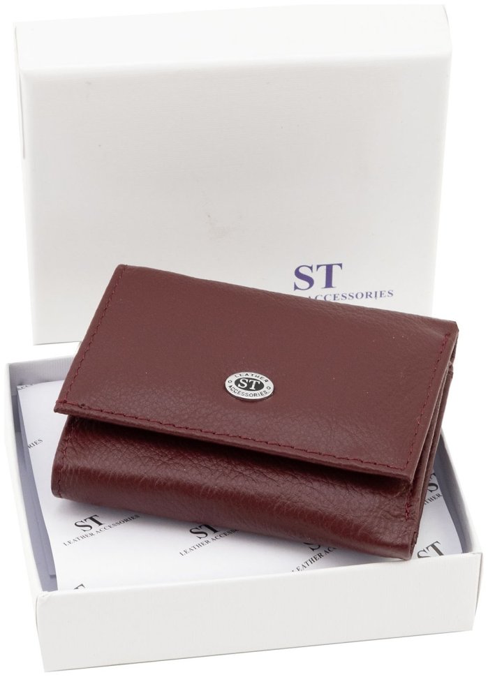 Маленьке шкіряне портмоне жіноче ST Leather 94566 бордового кольору modnotak фото №8
