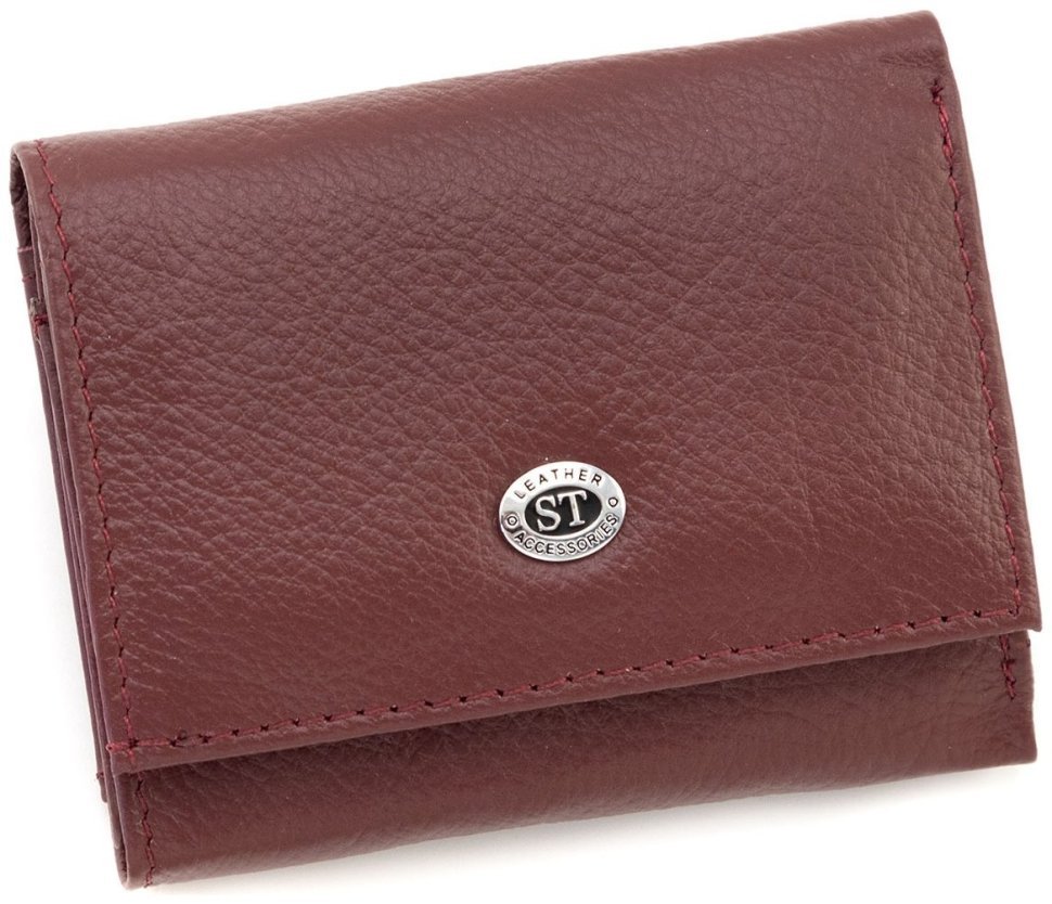 Маленьке шкіряне портмоне жіноче ST Leather 94566 бордового кольору modnotak фото №1