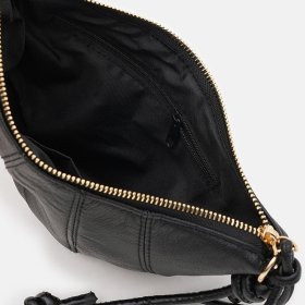 Стильна жіноча сумка з натуральної фактурної шкіри чорного кольору Borsa Leather 94666