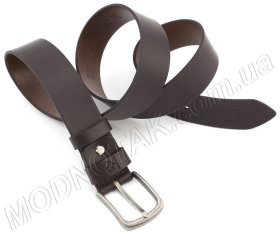 Мужской коричневый ремень с античной пряжкой Grande Pelle (40354)