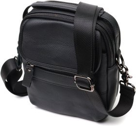 Повсякденна чоловіча сумка-барсетка із натуральної шкіри флотар чорного кольору Vintage 2422147