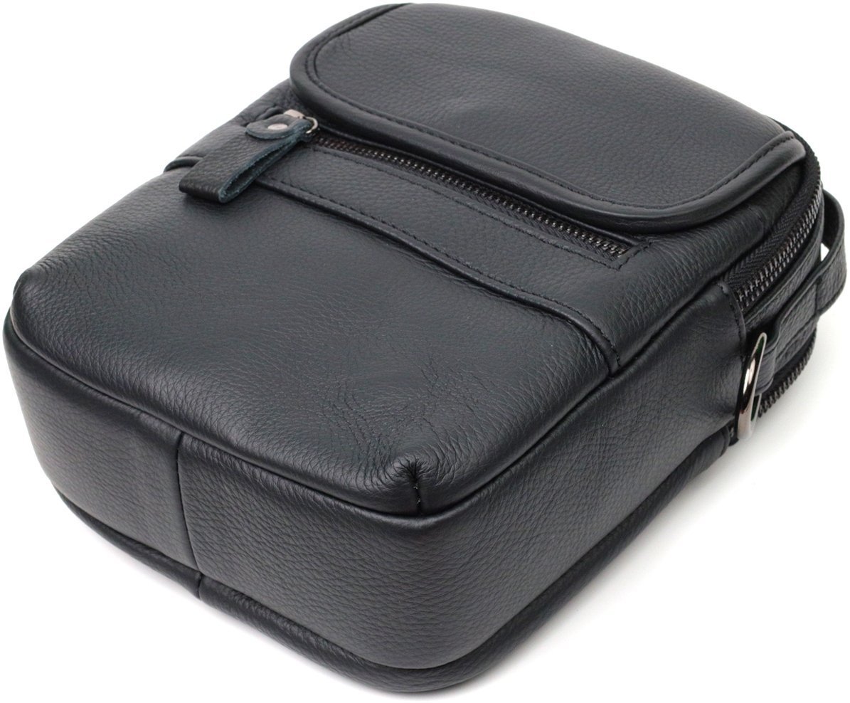 Повсякденна чоловіча сумка-барсетка із натуральної шкіри флотар чорного кольору Vintage 2422147