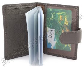 Визитница кожаная серого цвета на кнопке  Marco Coverna (17975)