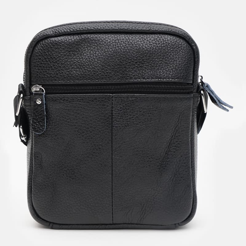 Чоловіча чорна сумка маленького розміру з натуральної шкіри Keizer (21347)