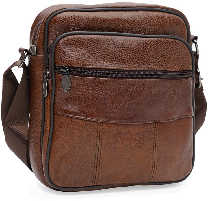 Повсякденна чоловіча шкіряна сумка-планшет коричневого кольору Keizer (19372)