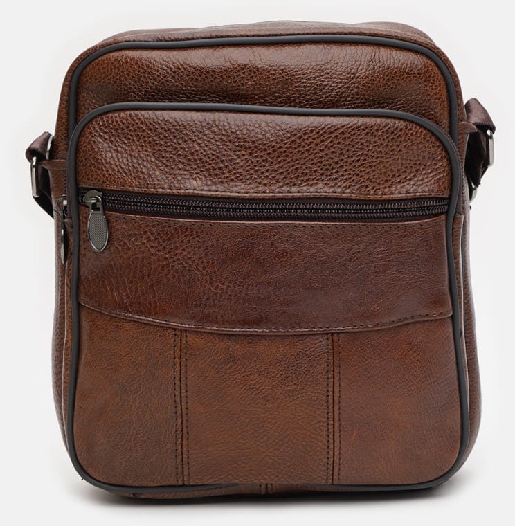 Повсякденна чоловіча шкіряна сумка-планшет коричневого кольору Keizer (19372)