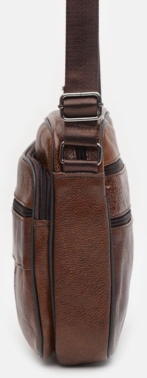 Повседневная мужская кожаная сумка-планшет коричневого цвета Keizer (19372)