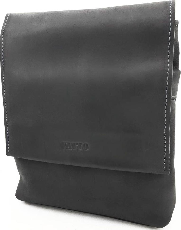 Чоловіча сумка планшет чорного кольору з вінтажній шкіри VATTO (11808)