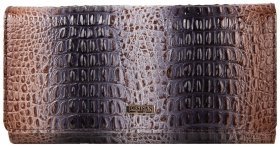 Разноцветный женский кошелек из натуральной кожи с фактурой под крокодила Desisan 106666 на кнопке