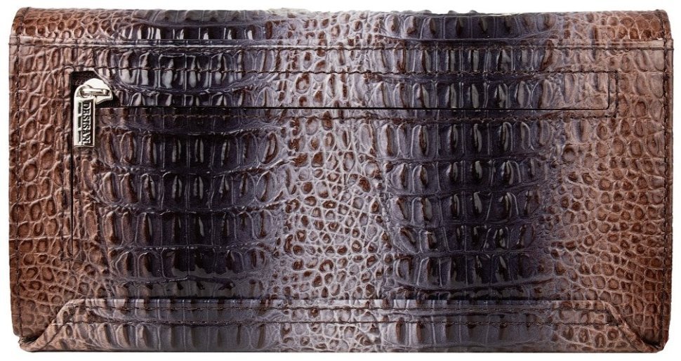 Разноцветный женский кошелек из натуральной кожи с фактурой под крокодила Desisan 106666 на кнопке modnotak фото №2