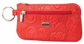 Женская кожаная ключница красного цвета с узором цветов Desisan 106766