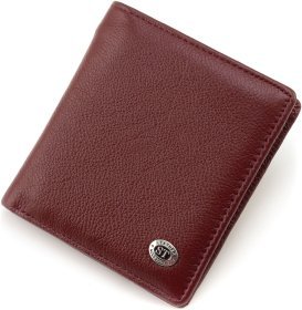 Бордовий жіночий гаманець із натуральної фактурної шкіри на магнітах ST Leather 1767266