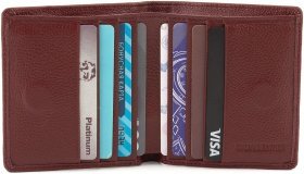 Бордовый женский кошелек из натуральной фактурной кожи на магнитах ST Leather 1767266