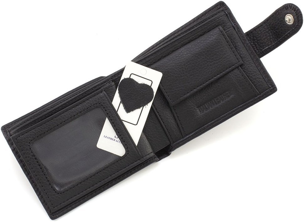 Мужское портмоне миниатюрного размера из натуральной кожи черного цвета ST Leather 1767466