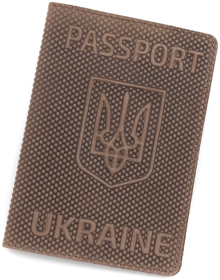 Обложка коричневая кожаная на паспорт с тиснением эффектом точек Passport Ukraine 97766 фото №1 Обложка коричневая кожаная на паспорт с тиснением эффектом точек Passport Ukraine 97766 modnotak фото №1