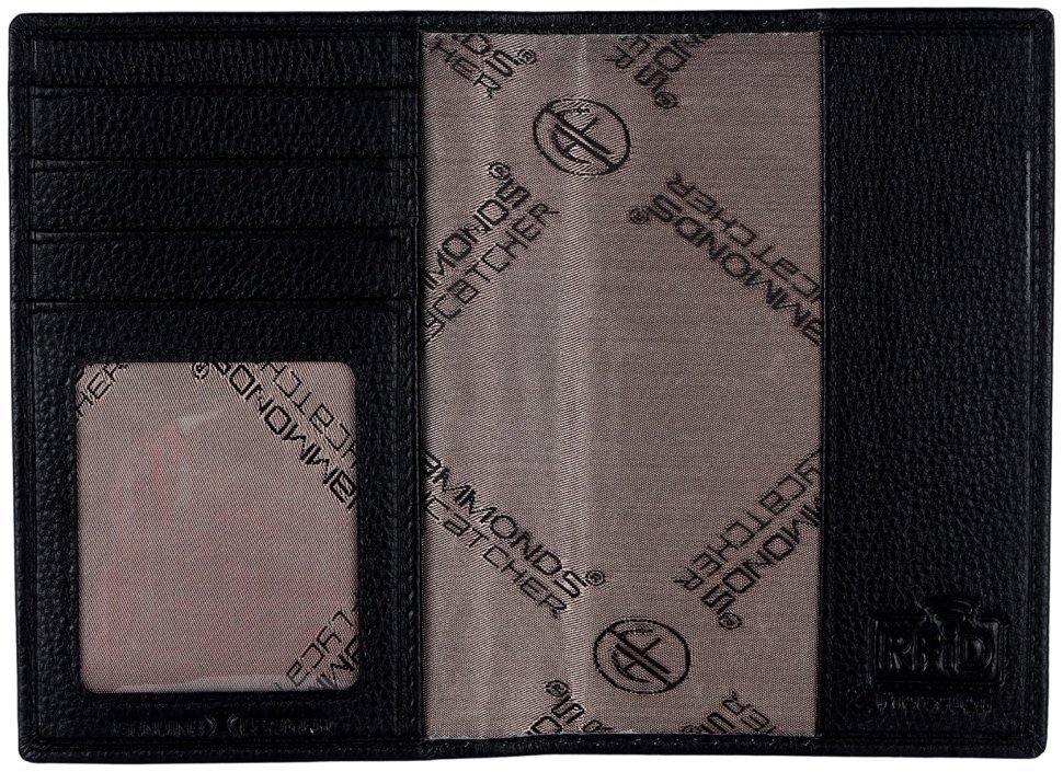 Кожаная обложка для паспорта старого образца с отделением для карточек Hammonds Flycatcher PH602 черного цвета 107966 modnotak фото №3