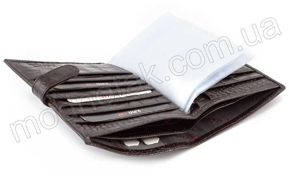Коричневый кожаный кошелек с блоком для документов KARYA (0914-57)