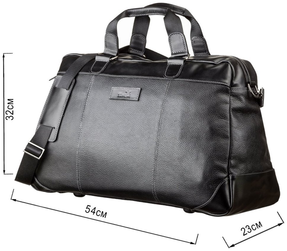 Чорна дорожня сумка з натуральної шкіри з ручками SHVIGEL 2411120 modnotak фото №11