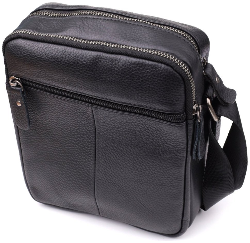 Чоловіча сумка через плече із натуральної шкіри чорного кольору Vintage 98166 фото №2 Чоловіча сумка через плече із натуральної шкіри чорного кольору Vintage 98166 modnotak фото №2