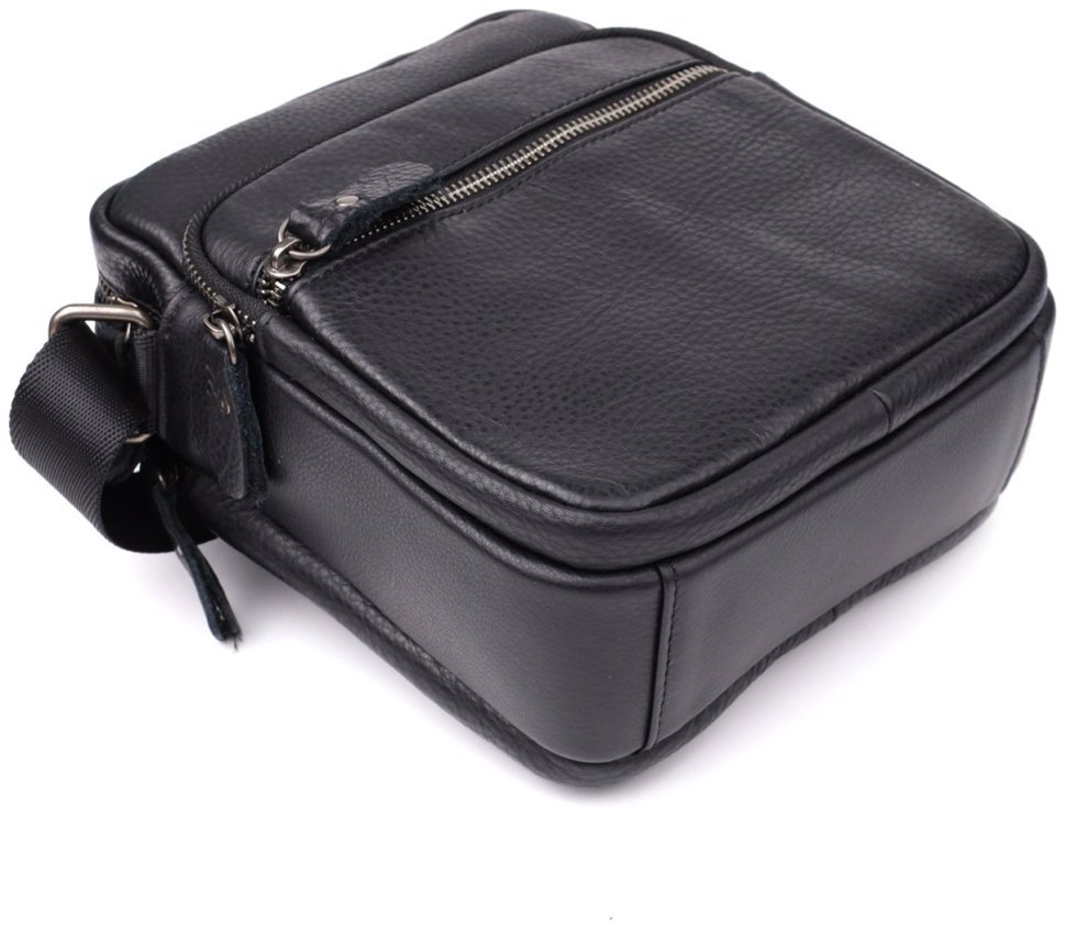 Чоловіча сумка через плече із натуральної шкіри чорного кольору Vintage 98166 фото №5 Чоловіча сумка через плече із натуральної шкіри чорного кольору Vintage 98166 modnotak фото №5