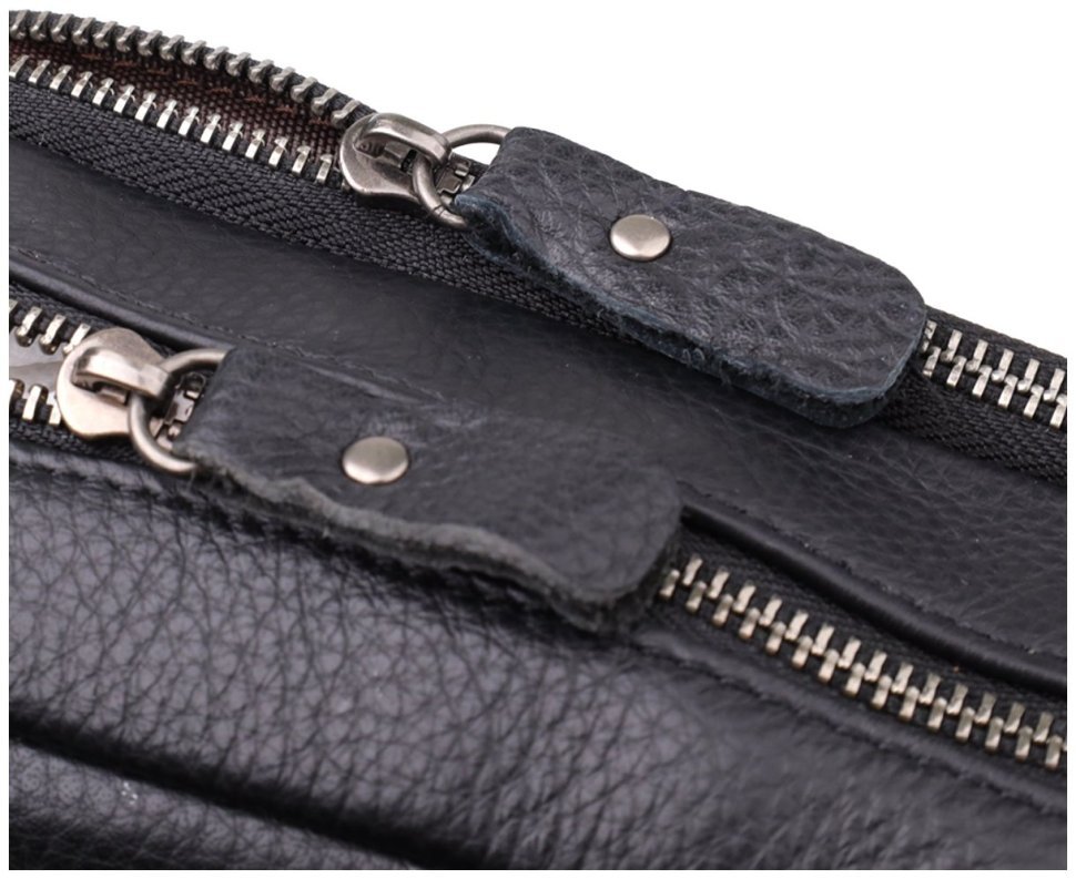 Чоловіча сумка через плече із натуральної шкіри чорного кольору Vintage 98166 фото №6 Чоловіча сумка через плече із натуральної шкіри чорного кольору Vintage 98166 modnotak фото №6