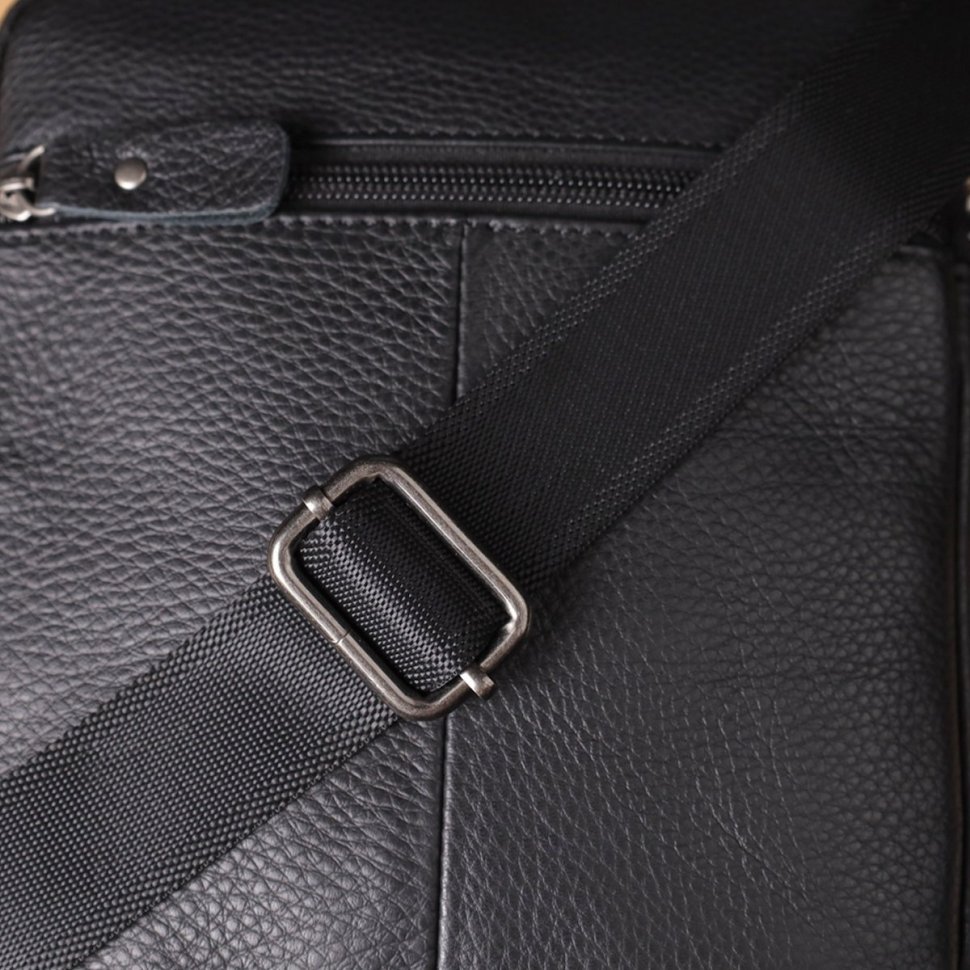 Чоловіча сумка через плече із натуральної шкіри чорного кольору Vintage 98166 фото №10 Чоловіча сумка через плече із натуральної шкіри чорного кольору Vintage 98166 modnotak фото №10