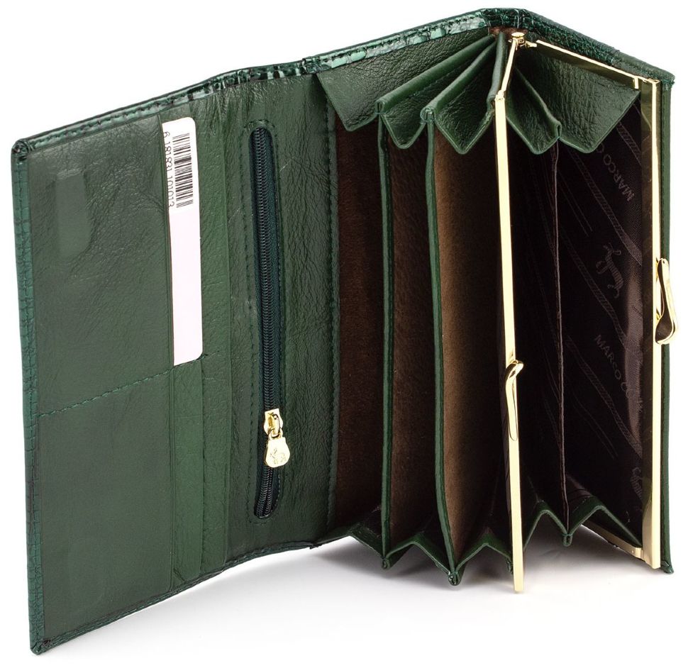 Лаковий зелений гаманець середнього розміру Marco Coverna (16621)