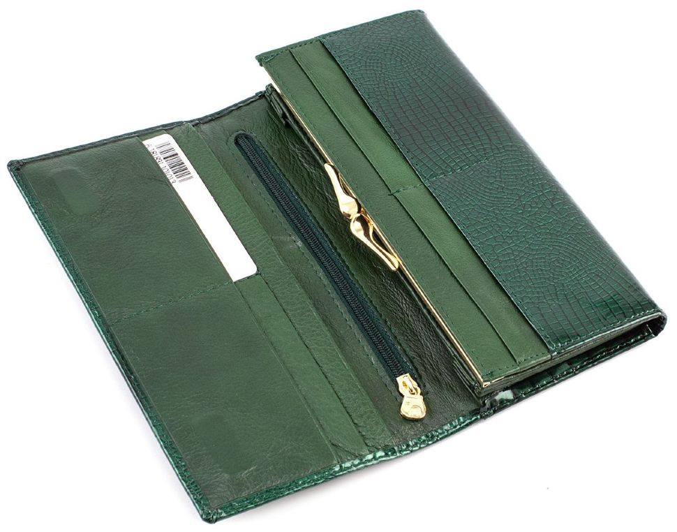 Лаковый зеленый кошелек среднего размера Marco Coverna (16621)