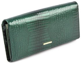 Лаковий зелений гаманець середнього розміру Marco Coverna (16621)
