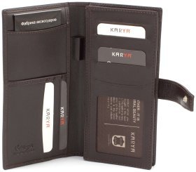 Темно-коричневый купюрник из гладкой кожи с хлястиком KARYA (1123-9)
