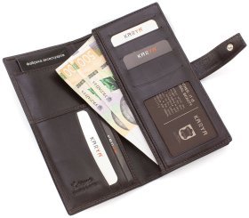 Темно-коричневий купюрник з гладкої шкіри з хлястиком KARYA (1123-9)