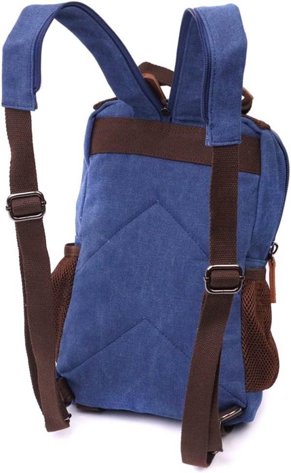 Великий чоловічий слінг-рюкзак із синього текстилю Vintage 2422169