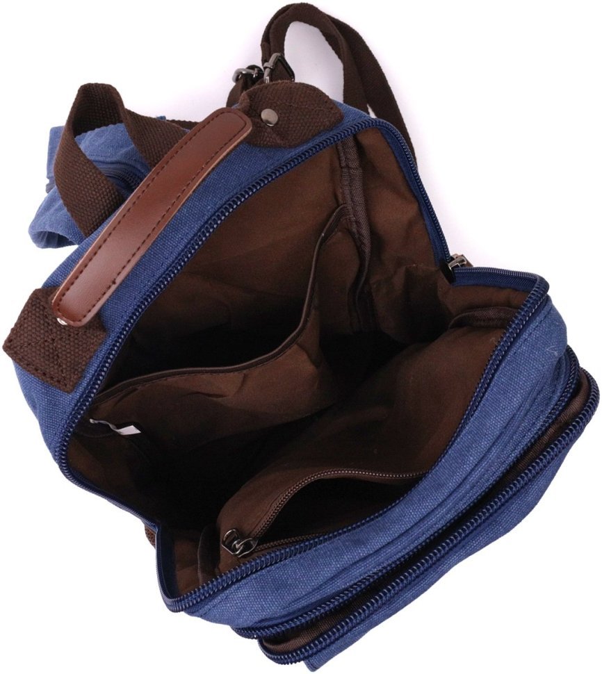 Великий чоловічий слінг-рюкзак із синього текстилю Vintage 2422169