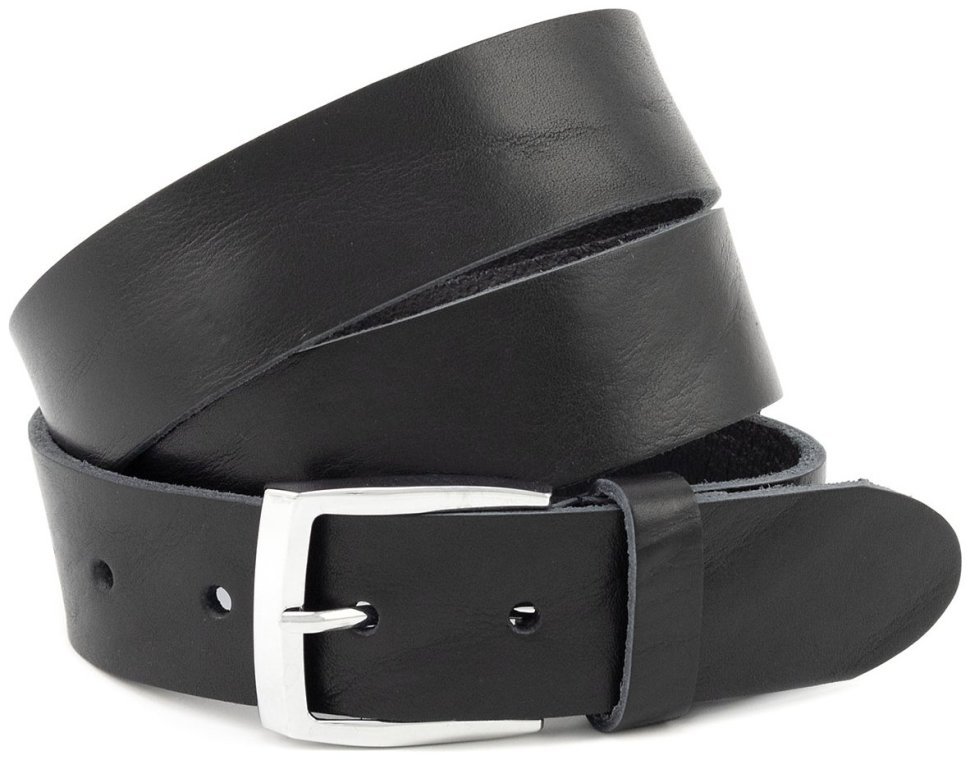 Якісний ремінь під штани або джинси з італійської шкіри з хромованою пряжкою Gherardini 40721-GH-black чорного кольору фото №1 Якісний ремінь під штани або джинси з італійської шкіри з хромованою пряжкою Gherardini 40721-GH-black чорного кольору modnotak фото №1