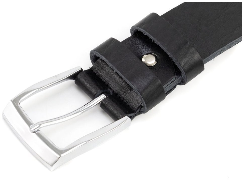 Якісний ремінь під штани або джинси з італійської шкіри з хромованою пряжкою Gherardini 40721-GH-black чорного кольору фото №2 Якісний ремінь під штани або джинси з італійської шкіри з хромованою пряжкою Gherardini 40721-GH-black чорного кольору modnotak фото №2