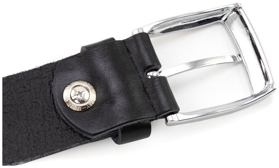 Якісний ремінь під штани або джинси з італійської шкіри з хромованою пряжкою Gherardini 40721-GH-black чорного кольору фото №3 Якісний ремінь під штани або джинси з італійської шкіри з хромованою пряжкою Gherardini 40721-GH-black чорного кольору modnotak фото №3