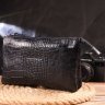Мужской клатч из натуральной черной кожи с тиснением под крокодила CANPELLINI (2421556) - 7