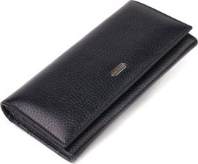 Класичний жіночий гаманець із натуральної зернистої шкіри чорного кольору CANPELLINI (2421658)