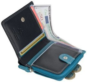 Маленький кожаный женский кошелек синего цвета Visconti RB112 Chile Blue Multi 108866