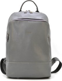 Женский кожаный вместительный рюкзак серого цвета TARWA (21781)