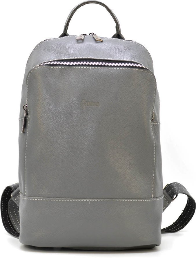 Жіночий шкіряний рюкзак сірого кольору TARWA (21781)